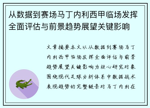 从数据到赛场马丁内利西甲临场发挥全面评估与前景趋势展望关键影响 从数据到赛场马丁内利西甲临场发挥全面评估与前景趋势展望关键影响